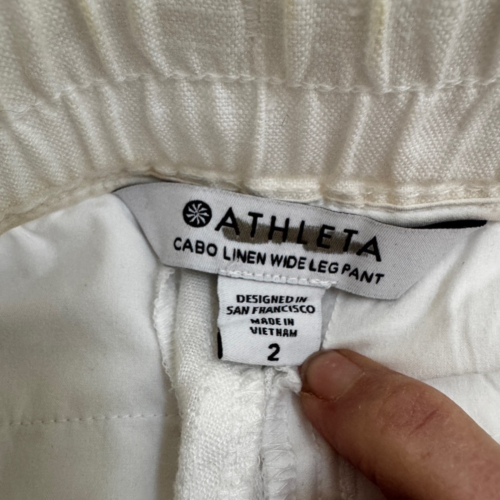 Athleta Cabo Linen Wide Leg Pant White size 2 - Picture 5 of 8